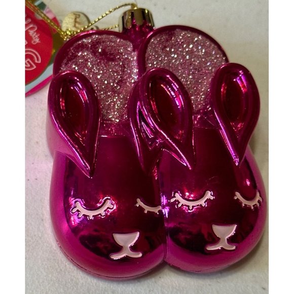 Set of 3 Packed Party Shiny Pink Bunny Slipper Christmas Ornaments (NWT-READ) - Picture 6 of 10